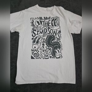 The Simpsons Graphic T-Shirt - White-‎ Vintage- Size Womens Small